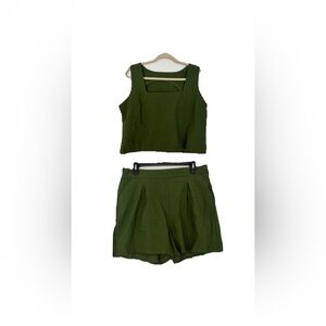 Olive Green Women's Shorts Set